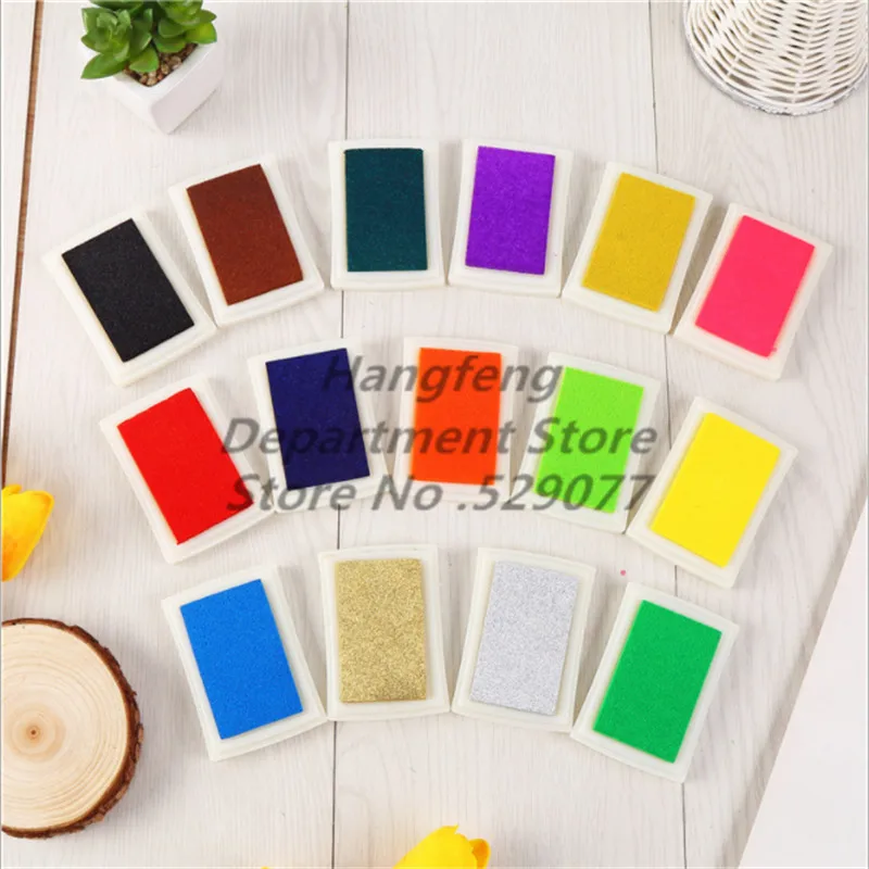 15pcs artigianato fai-da-te tampone di inchiostro a base di olio timbri in gomma siliconica Scrapbooking Finger Paint Inkpad diario cancelleria