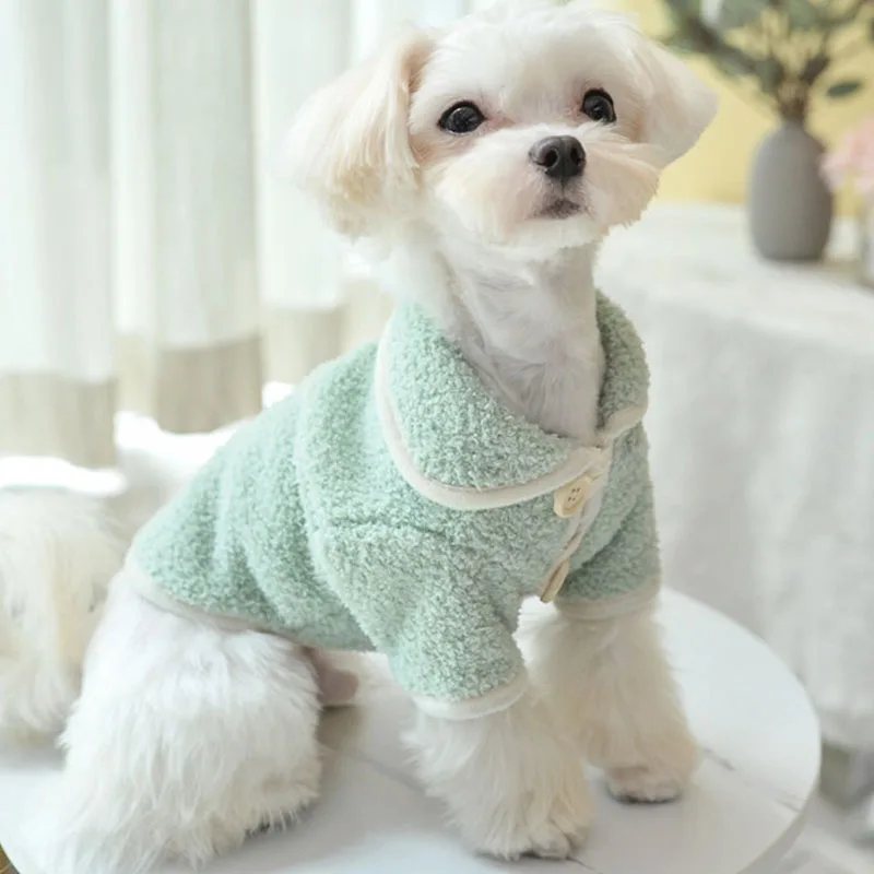 Long Plush Fleece Pet Dog Jacket Winter Clothing Warm Coat Short Sleeve Costume Coats Jackets for Small Dogs Pitbulls Bichon#18