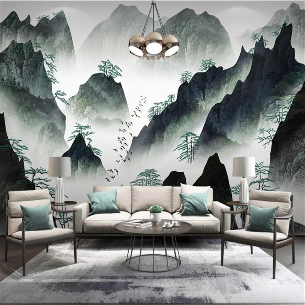 

Milofi customized 3D printing large wallpaper mural ink landscape bird pine forest TV home decoration background wall