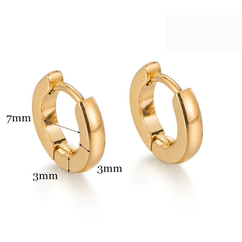 Minimalist Fat Thick Huggie Stainless Steel High Polish Gold Color Hoop Earrings Women Men Small Round Circle Piercing Ear Rings