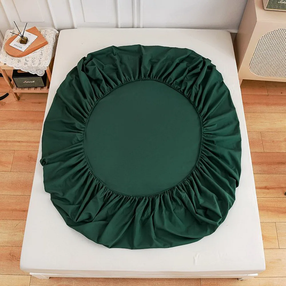 Sábanas ajustadas clásicas para cama de casa, Funda de colchón Sabanas con microfibra elástica (sin funda de almohada), color verde oscuro