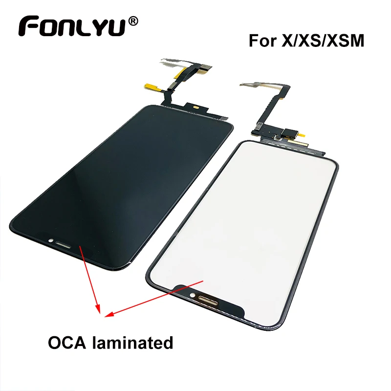 

5pcs/Lot Touch Screen Digitizer Glass Lens Panel for iPhone X XSmax Long Flex Outer Cracked Glass Replacement No Need Soldering