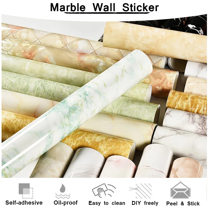 Waterproof Marble Contact Paper, Countertops Wallpaper, Decorative Roll for Counter Top Covers, Kitchen Furniture