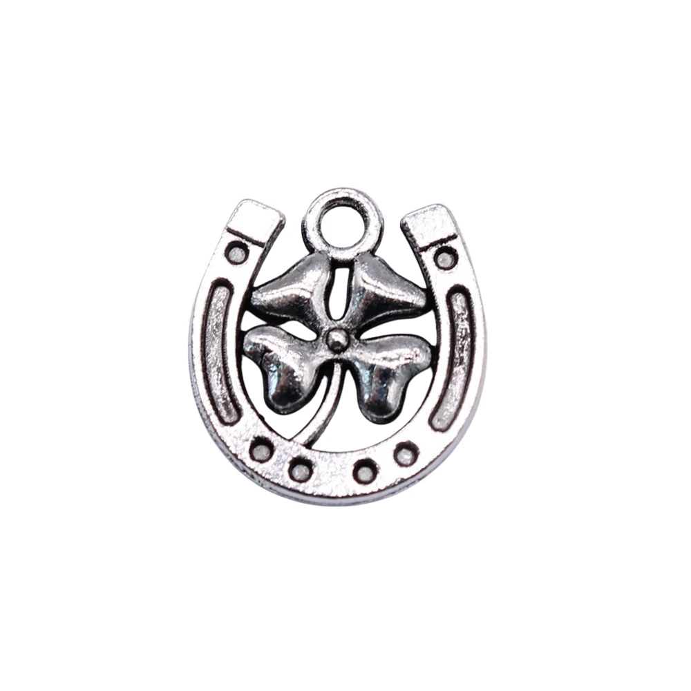 Sejuani pendants for jewelry 20pcs 16x15mm Lucky Clover Horse Shoe Charms