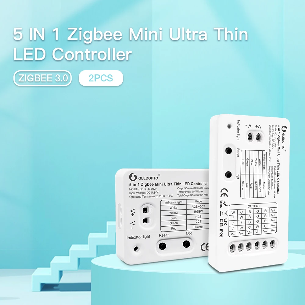 Gledopto Zigbee 3.0 Pro 5 em 1 Mini LED RGBCCT/RGBW/RGB/CCT/Dimmer Controller Trabalho Com APP/Controle Remoto Assistente do Google