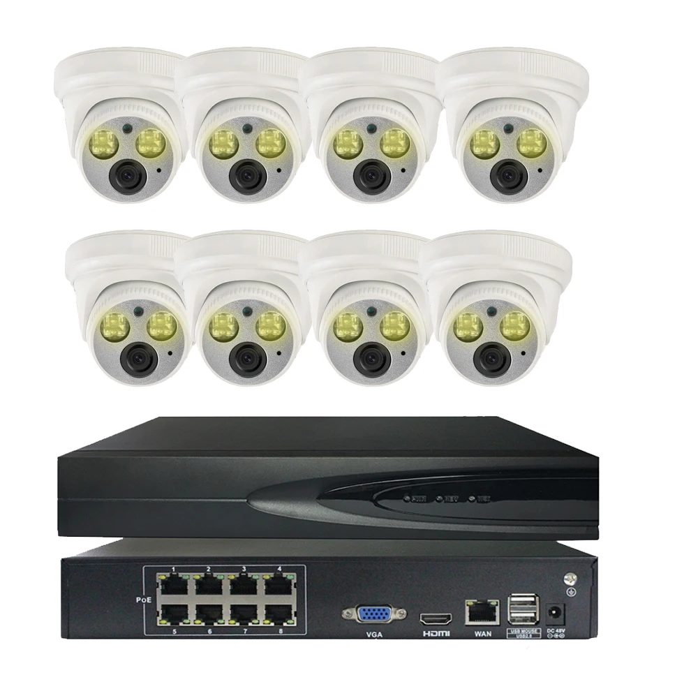 Full Color 3MP 8 Channel CCTV System 8PCS 3MP IP Camera 8CH POE NVR CCTV Kit P2P H.265 Video Surveillance POE NVR Set