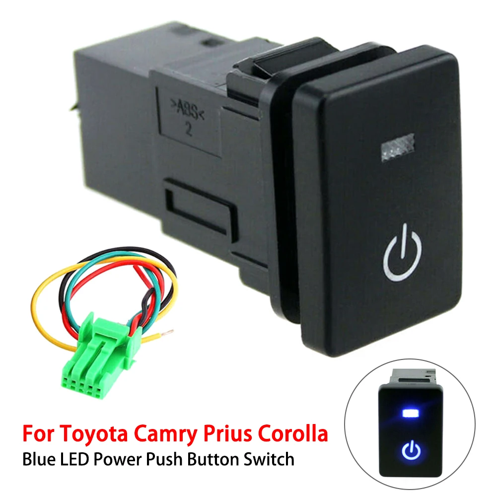 Lights Push Button Switch DC 12V Blue LED Power Laser Connection Wiring Toyota Camry Prius Corolla Car Accessories