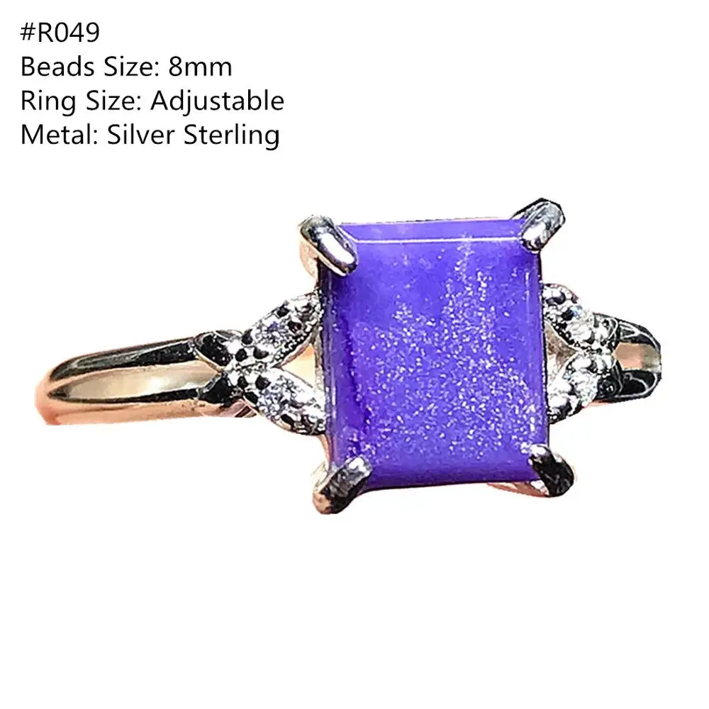 Natural Royal Purple Sugilite Ring 925 Silver Jewelry For Woman Lady Man Anticancer Beads Crystal Stone Adjustable Ring AAAAA