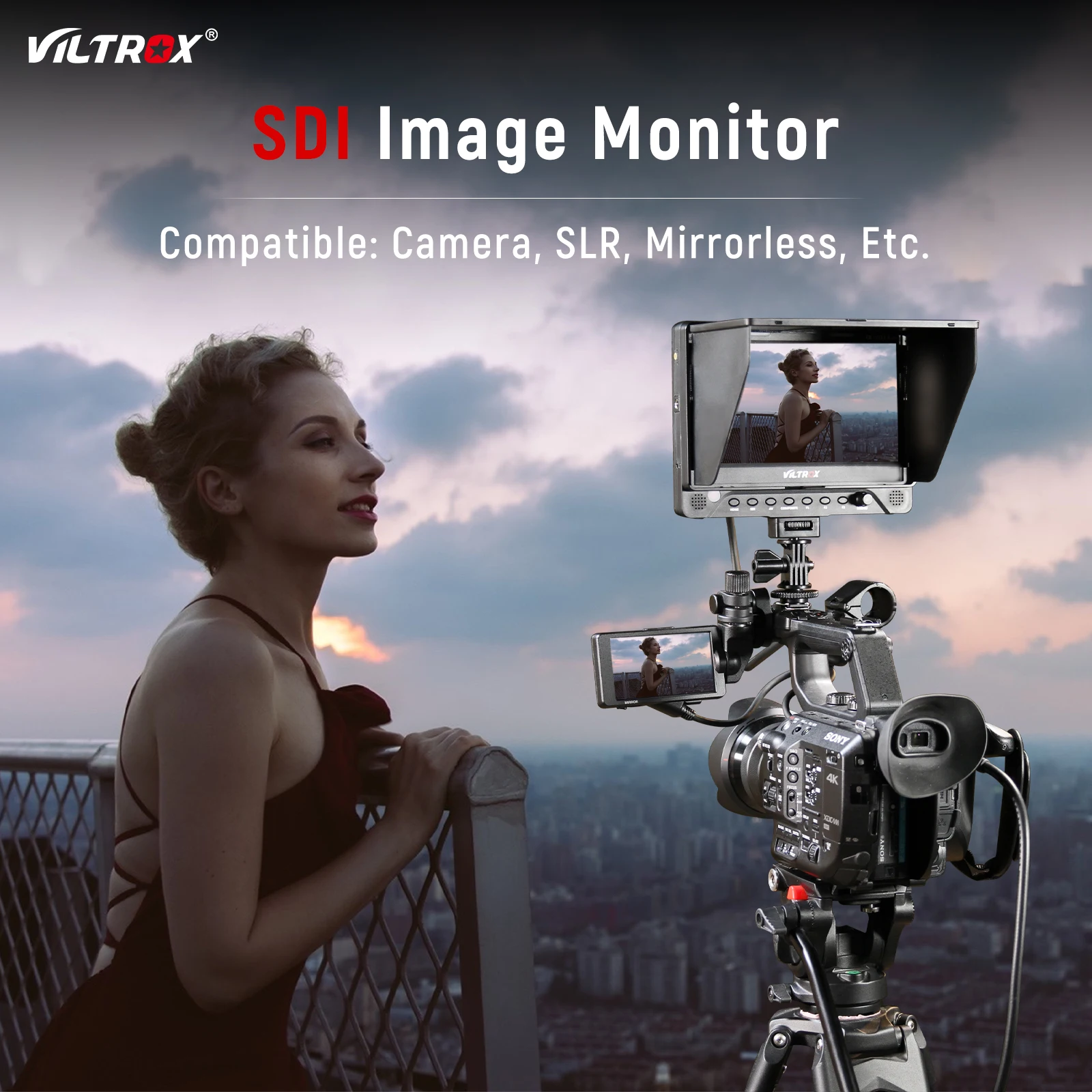 Viltrox DC-70EX 7 Inch 4K HD Camera Video Màn Hình Hiển Thị Trường SDI Đầu Vào AV Đầu Ra Màn Hình LCD 1024X600 Cho Canon Nikon Sony