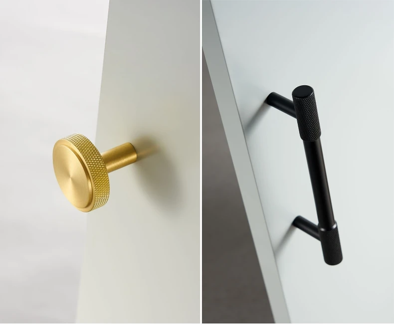 Dooroom Messing-Rändelgriffe, lange runde moderne Griffe für Möbel, Schränke, Kleiderschränke, Kommoden, Schuhschränke, Schubladen, Schränke, Weinregale, Bar-Knöpfe – Detail 9