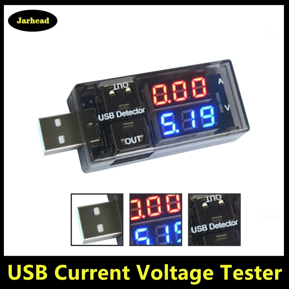 جديد أحمر + أزرق مزدوج USB الجهد الحالي شحن كاشف تستر بطارية الفولتميتر مقياس التيار الكهربائي شاحن الطبيب