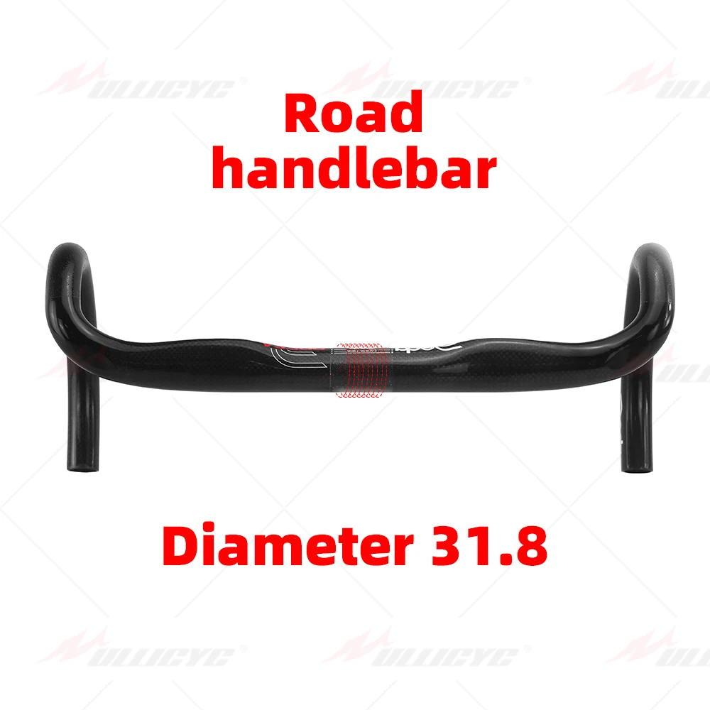 Manillar de bicicleta de carretera ovalado de alcance corto de carbono brillante T800 Deda 3K barra de caรญda 380-440mm accesorios de bicicleta