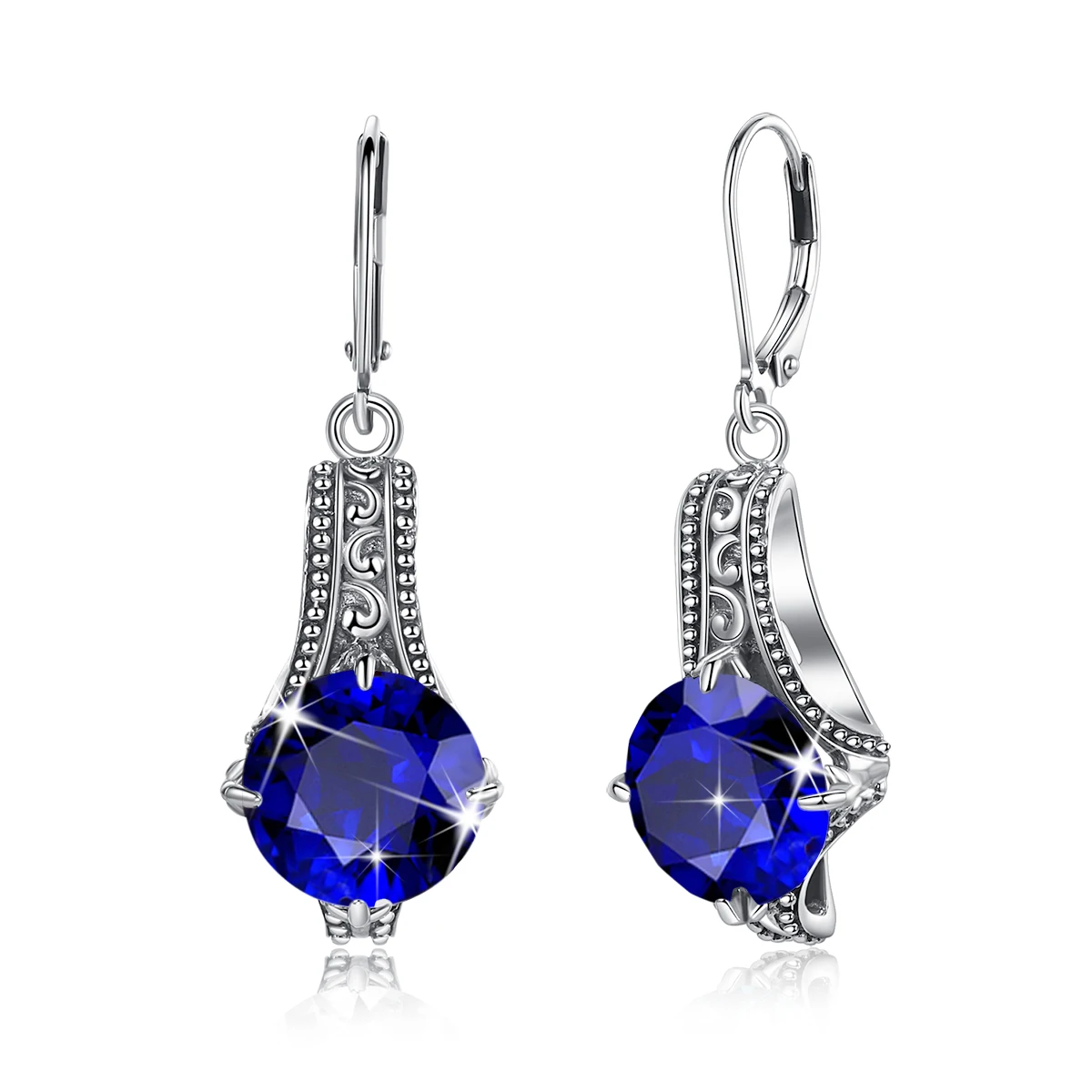 

Szjinao High Quality Sterling Silver 925 Drop Earrings For Woman Sapphire Lever Backs Earring Anniversary Party Fine Jewelry