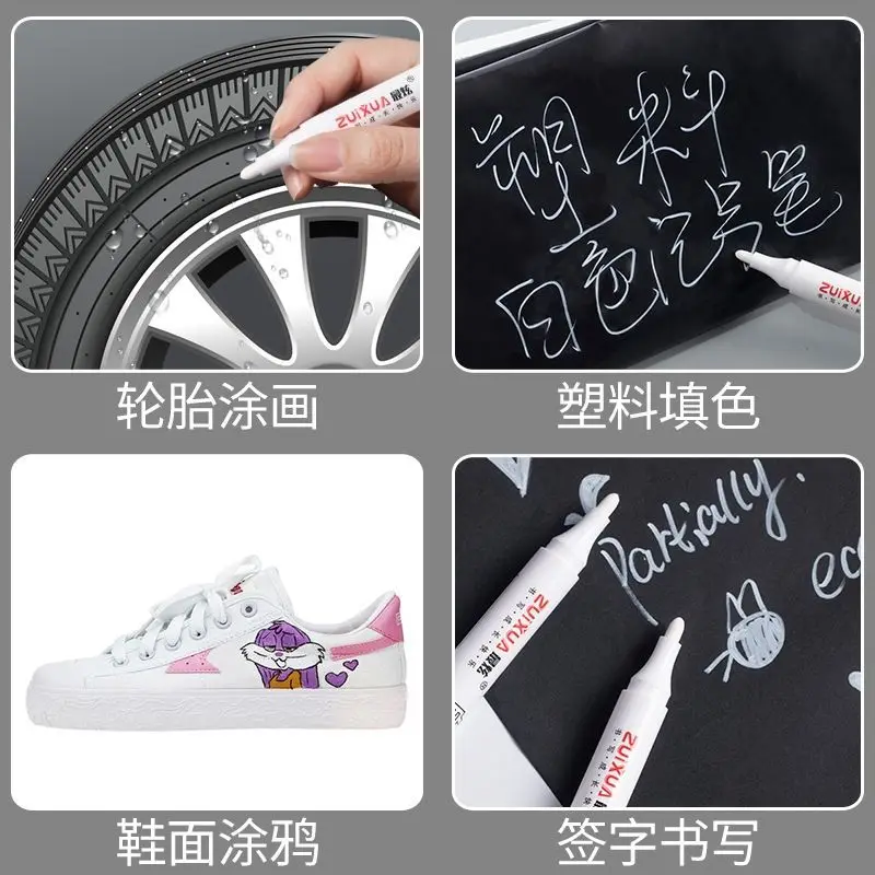 3PCS Oily Waterproof White Marker Pen Graffiti Pens Permanent Gel Pencil Tire Painting Notebook Tyre Tread Environmental Pen