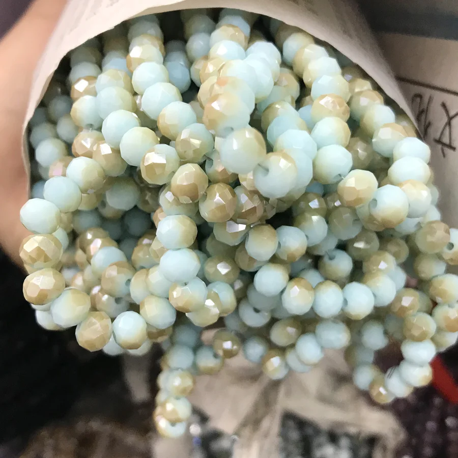 Yanqi Solid Color 6mm 50pcs Rondelle Austria Faceted Crystal Glass Beads Ball  Loose Spacer Round Beads for Jewelry Making Diy