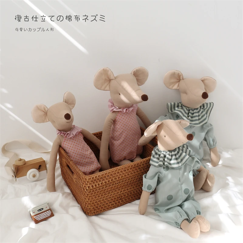 Nordic Style Mouse Toy Stuffed Animal Dress Mouse Plush Toy Appease Doll For Baby Plushies Xmas Gifts For Girl Kids Pink Green