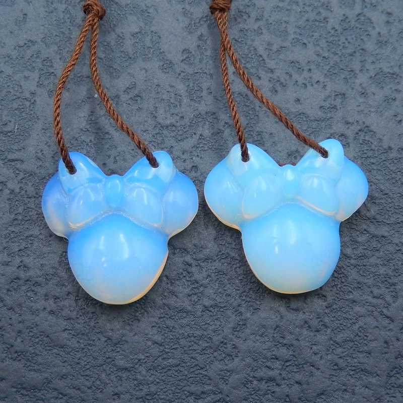 

Opalite Stone Carved Mouse head fashion woman Earring,Semi-precious stones jewelry accessories,19x20x7mm6.9g