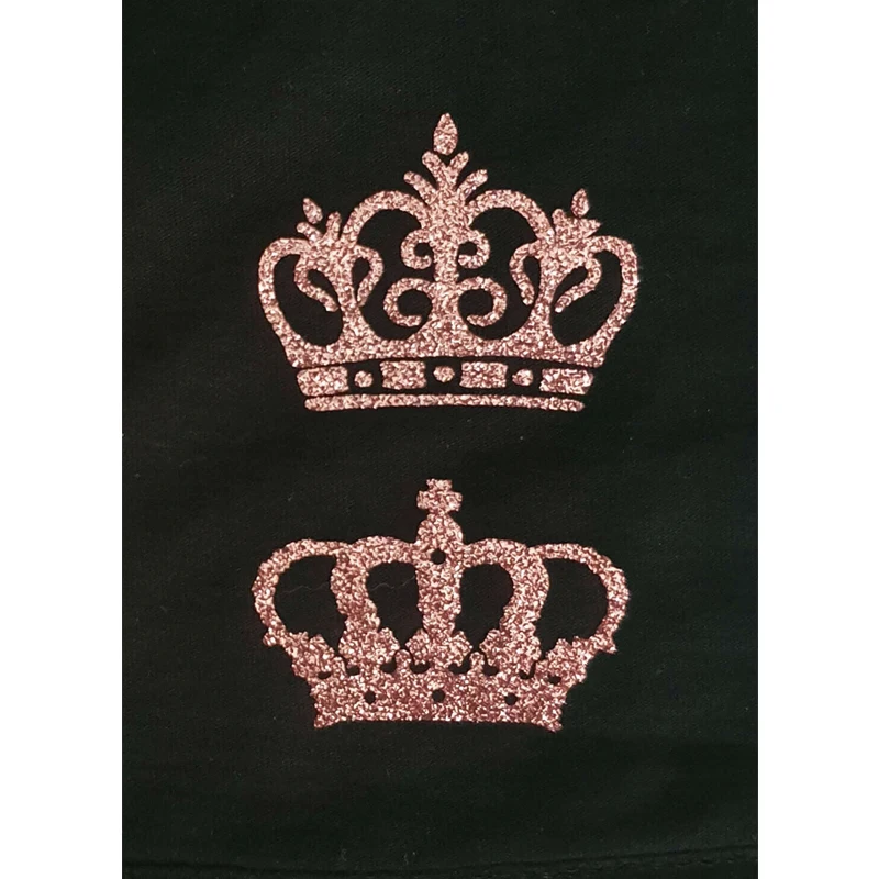 2pcs Fabric Glitter Crown Iron On Transfers Hotfix Fancy Costume T-Shirts DIY Vinyl Applique Patch for Clothing Thermal Sticker