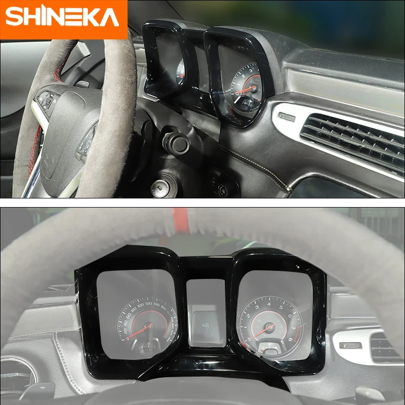 SHINEKA molduras interiores para Chevrolet Camaro 2010-2015 instrumento de coche decoración de salpicadero cubierta embellecedora pegatinas Accesorios