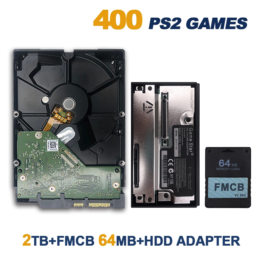 BitFunx GameStar SATA HDD Adapter+FMCB V1.953 Game Card For PS2 Playstation 2+SATA HDD Hard Disk Drive With Games