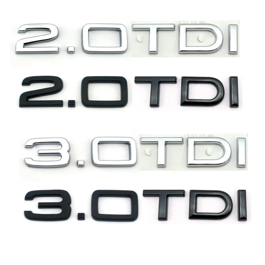 

3D Plastic glossy black auto Rear Logo 2.0 3.0 TDI Chrome boot Badge Car Emblem Decal Sticker for audi A3 A4s4 A5s5 A6 A7 A8 Q5