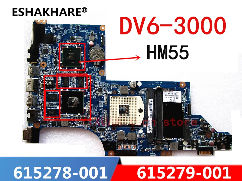 

615278-001 631044-001 615279-001 for HP pavilion DV6 DV6T DV6-3000 motherboard with 5650/1GB DA0LX6MB6G1 DA0LX6MB6F1 Use i3 i5