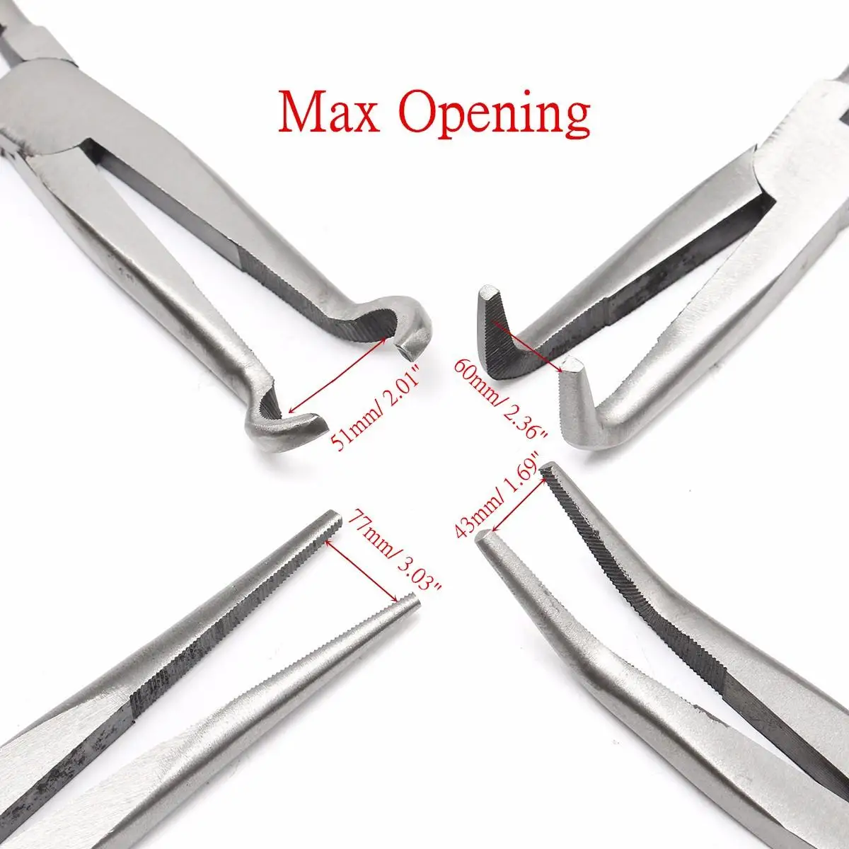 4Pcs 11 inch Extra Long Nose Pliers Straight Bent Mechanic Equipment Hand Tool Set