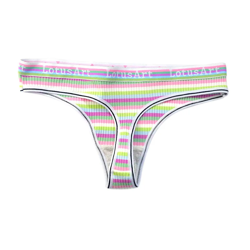 Women Cotton Solid Seamless Panties for Female Low Waist Underwear Panty Sexy Colorful Striped Lingerie Thongs NK2125