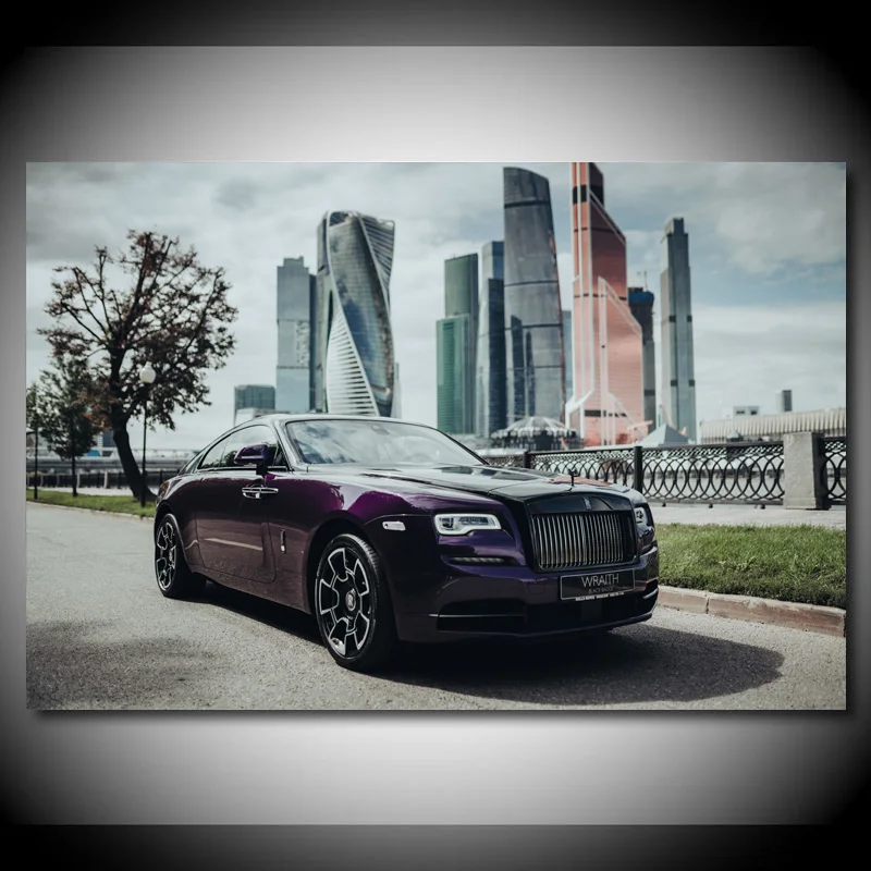 Canvas Paintings Modern Wall Art Picture Rolls Royce Wraith Black and Bright Car Posters and Prints for Home Living Room Decor