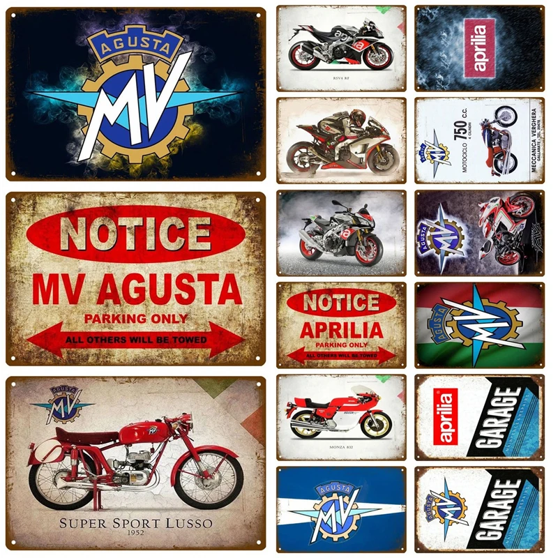 Mv Agusta Aprilia Plaque Metal Vintage Tin Sign Shabby Chic Decor Metal Signs Vintage Bar Decoration Metal Poster Metal Plate