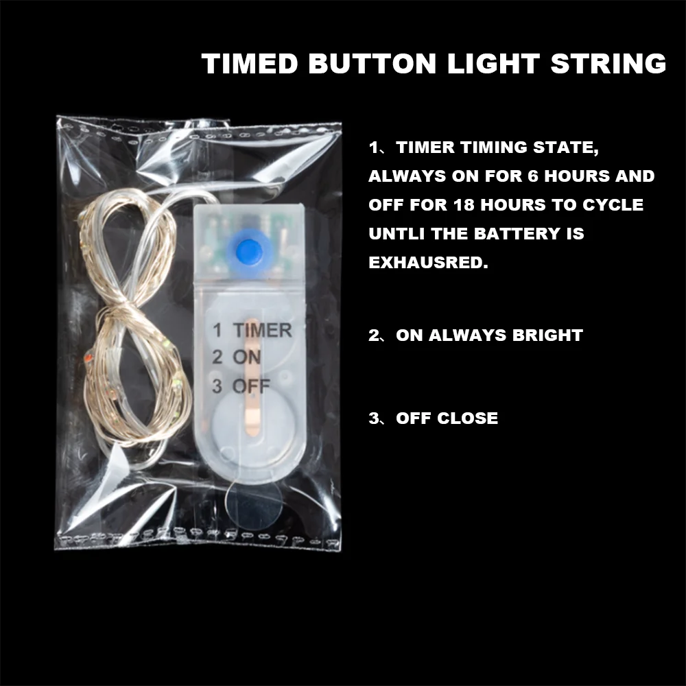 Smart Timing New Button Battery String Lights Christmas Gift Box Room Decoration Flowers LED Decoration Timing Work 6 Hours