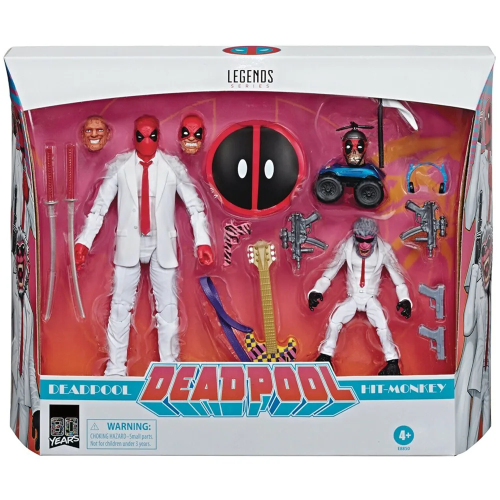 

Marvel Legends 80th Deadpool & Hit Monkey 2 Pack 6" Action Figure White Suit 80 Years Anniversary Original Toys Doll