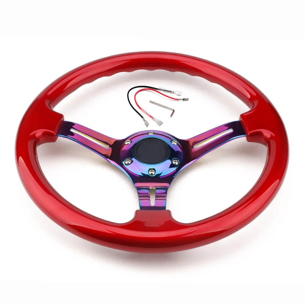 New arrival universal 350mm 14inch classic ABS car sport steering wheel with neo chrome spokes