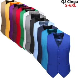 Vestido slim fit em V masculino, colete azul real, colete formal de negócios, smoking de casamento, nova marca, 6XL, 2022