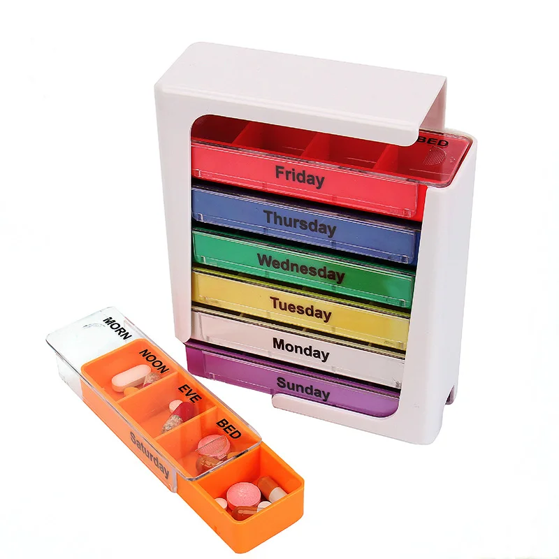 28 grid rainbow pill organizer tablet holder medicine container organizer case fashion pill box storage pill box