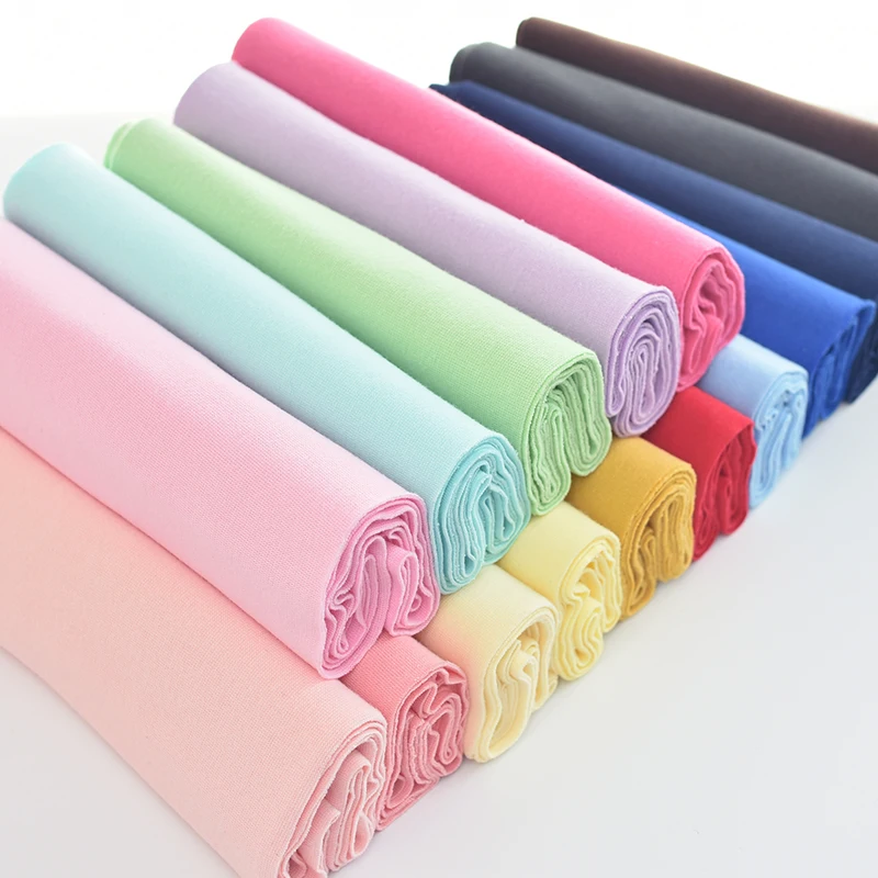 20cm Width 86cm Length 1cm X   100% Cotton Rib Elastic Flower Yarn Knitted Fabric Diy Clothes Medium Thickness Cloth