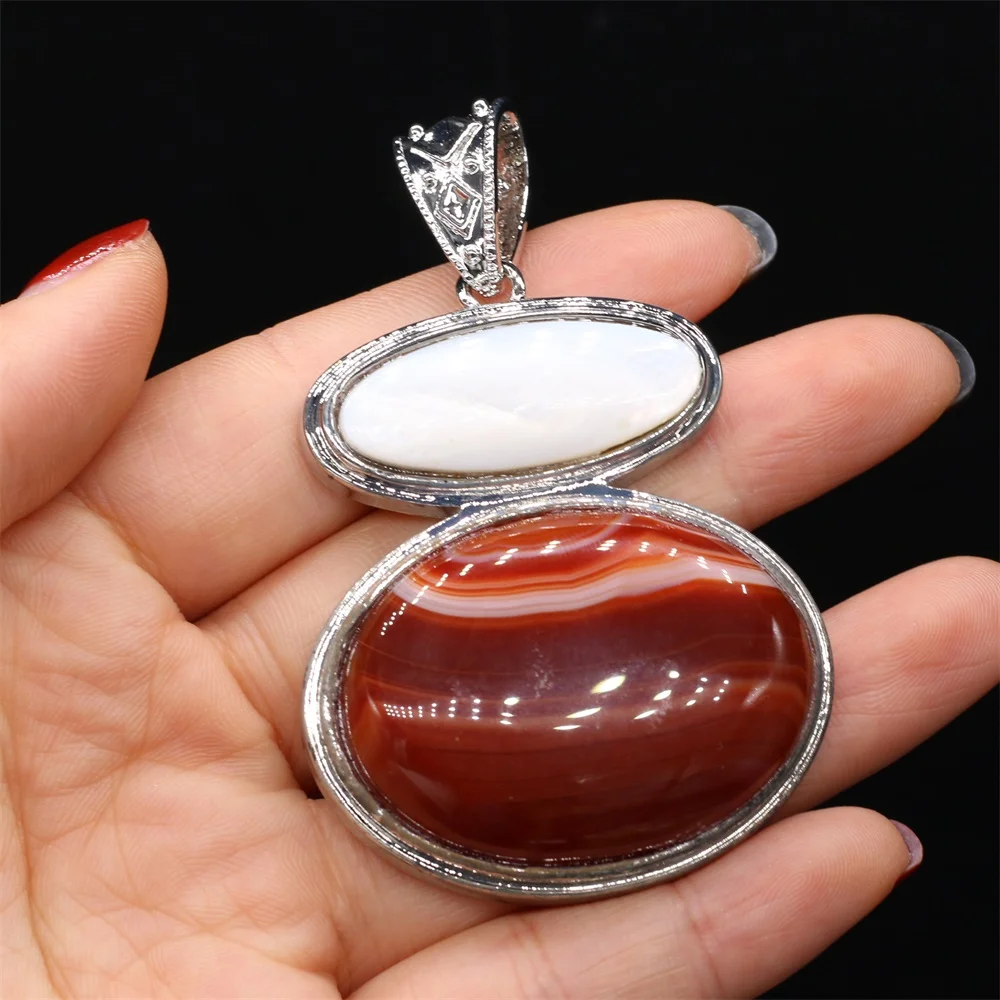 Natural Abalone Shell Pendant Gemstones Crystal Agat Lapis Lazuli Charms for DIY Jewelry Making Exquisite Necklace Accessories - view 6