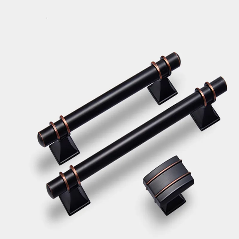 

Black Handles for Furniture Cabinet Handles Drawer Knobs and Handles Zinc Alloy Kitchen Handle Cupboard Pull Furniture Hardware