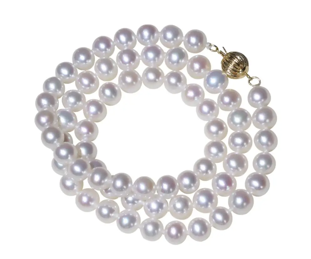 Real pearl 8mm white round pearl necklace gold clasp natural Freshwater PEARL Women Jewelry 14'' 17'' 35cm 43cm