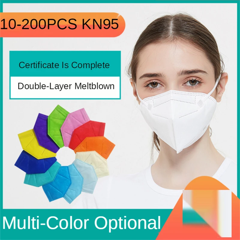 10-200 stücke mascarillas Multicolor Erwachsene ffp2 Maske mascarillas fpp2 negras mascarilla fpp2 homologada 5 Schichten Schwarz FFP2 Maske