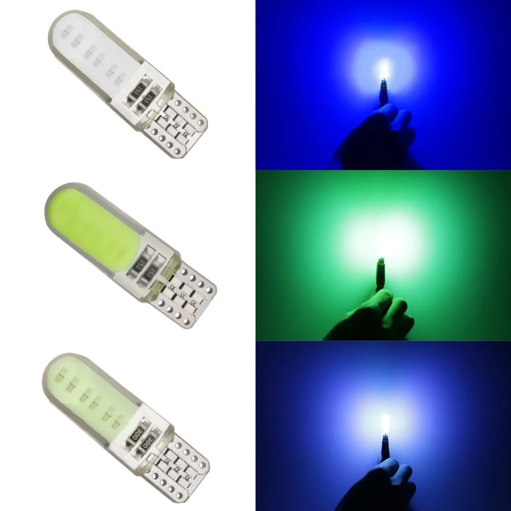 2PCS T10 W5W LED COB for Car Interior Light 12V 12SMD Auto Turn Signal Wedeg Side Dome Reading Lamp License Plate Lights White