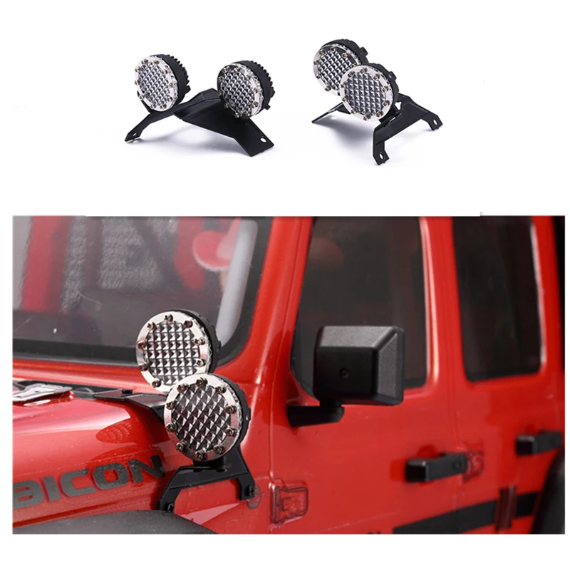 Luces LED para coche de control remoto para DJ, foco delantero para AXIAL SCX10 JEEP Wrangler TRX4 TRX6, foco redondo para vehículo todoterreno