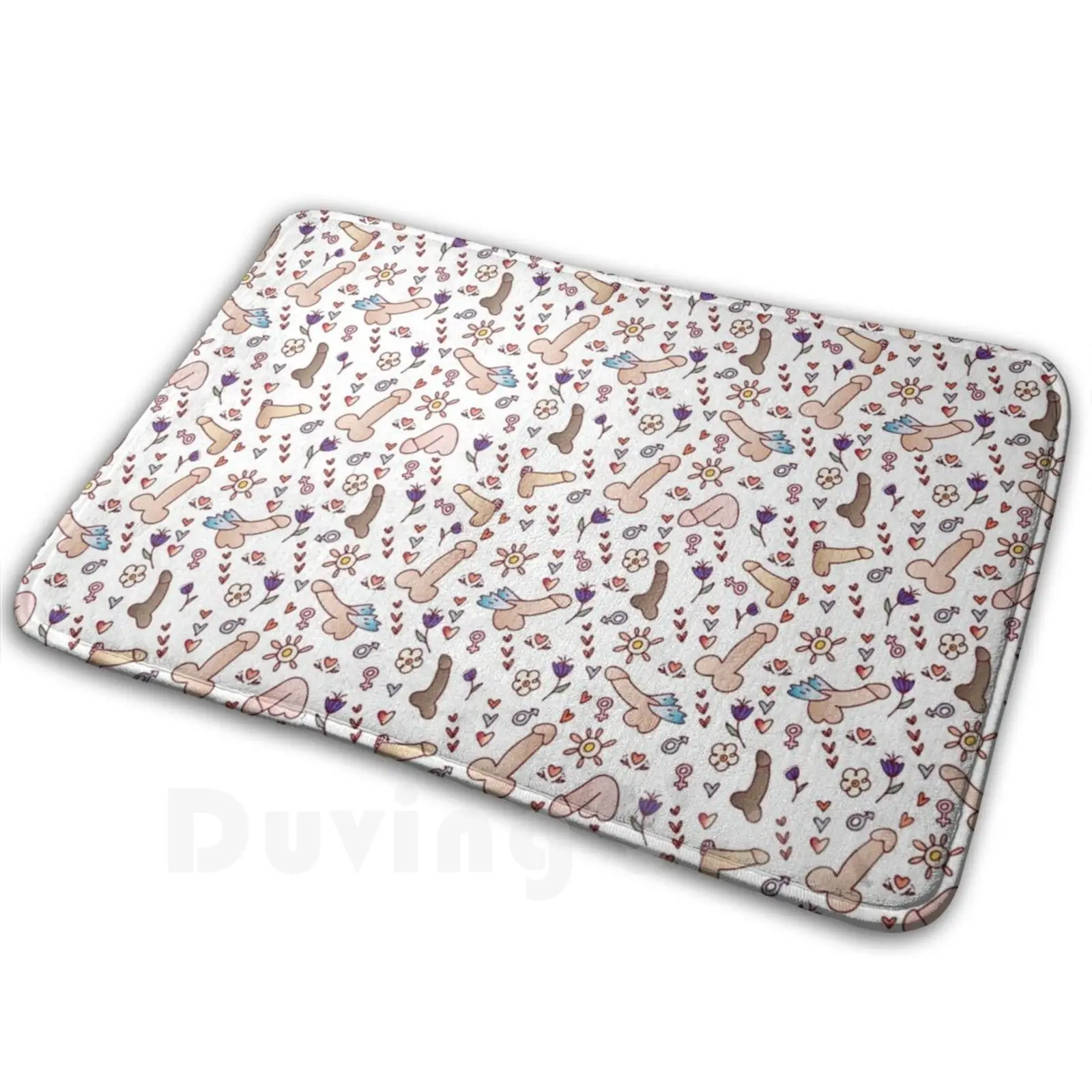 Pattern Mat Rug Carpet Anti-Slip Floor Mats Bedroom Adult Pattern Funny Repeat All Over Dildo Cock Ball Mens Female