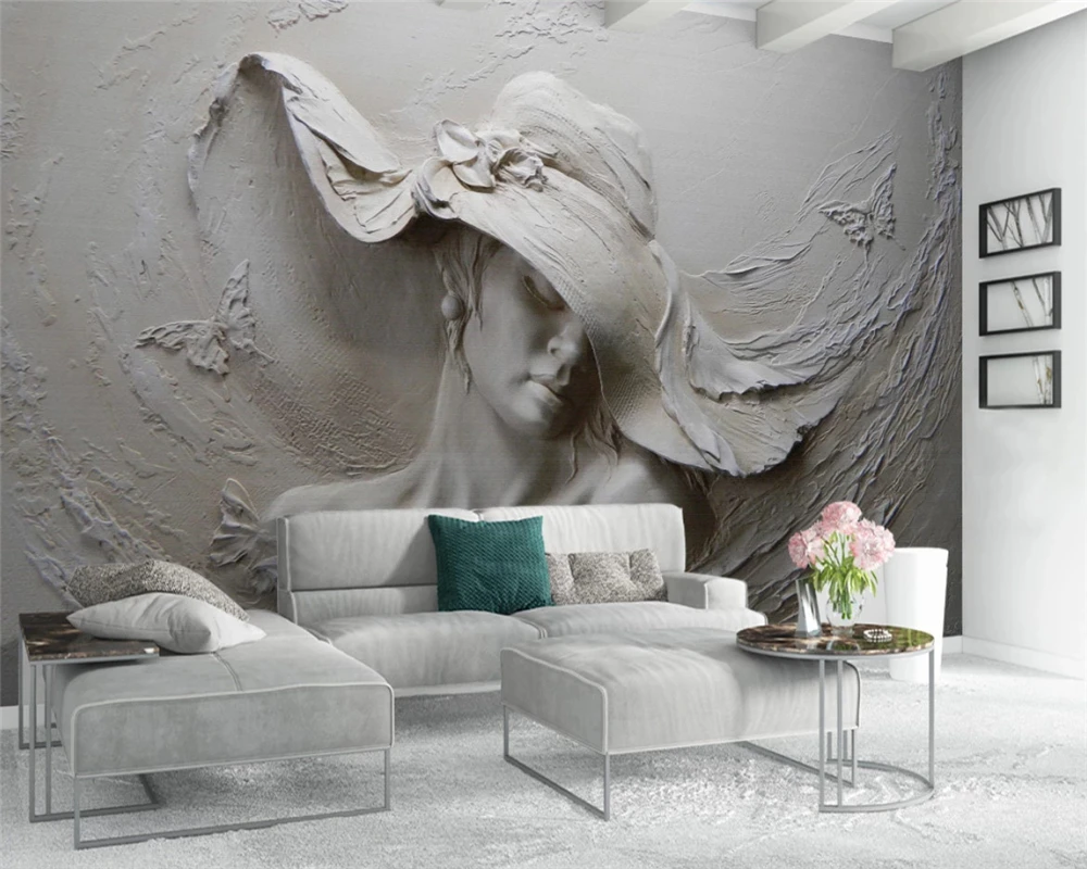 beibehang Custom modern decorative painting classic 3D stereo 3d stereo relief beauty background papel de parede wallpaper