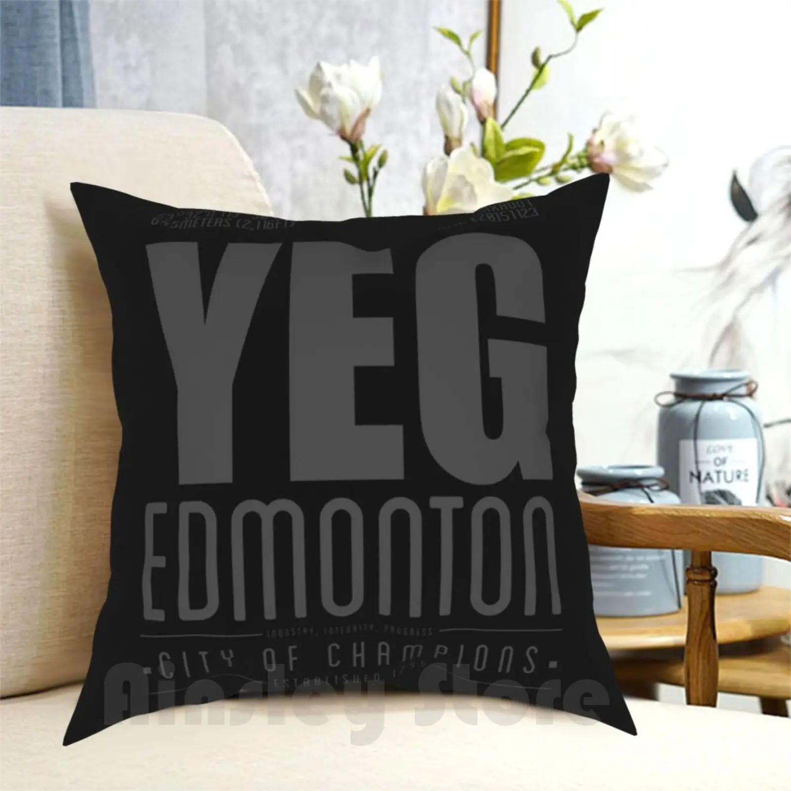 Yeg-Edmonton Pillow Case Printed Home Soft Throw Pillow Yeg Edmonton Alberta Canada 780 587 Capital City Sports Teams