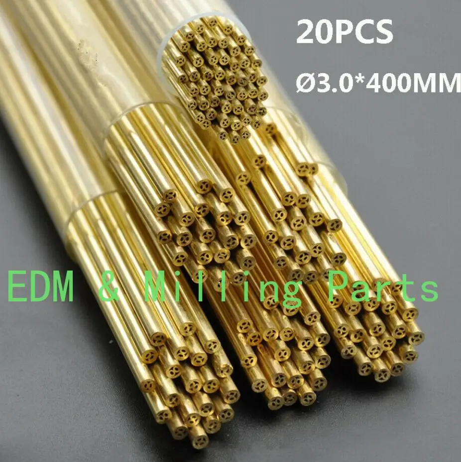 

20PCS CNC EDM Drilling Machine Parts Multi-Hole Brass Electroode Tube 3.0*400MM For Drilling Machine Mill Part