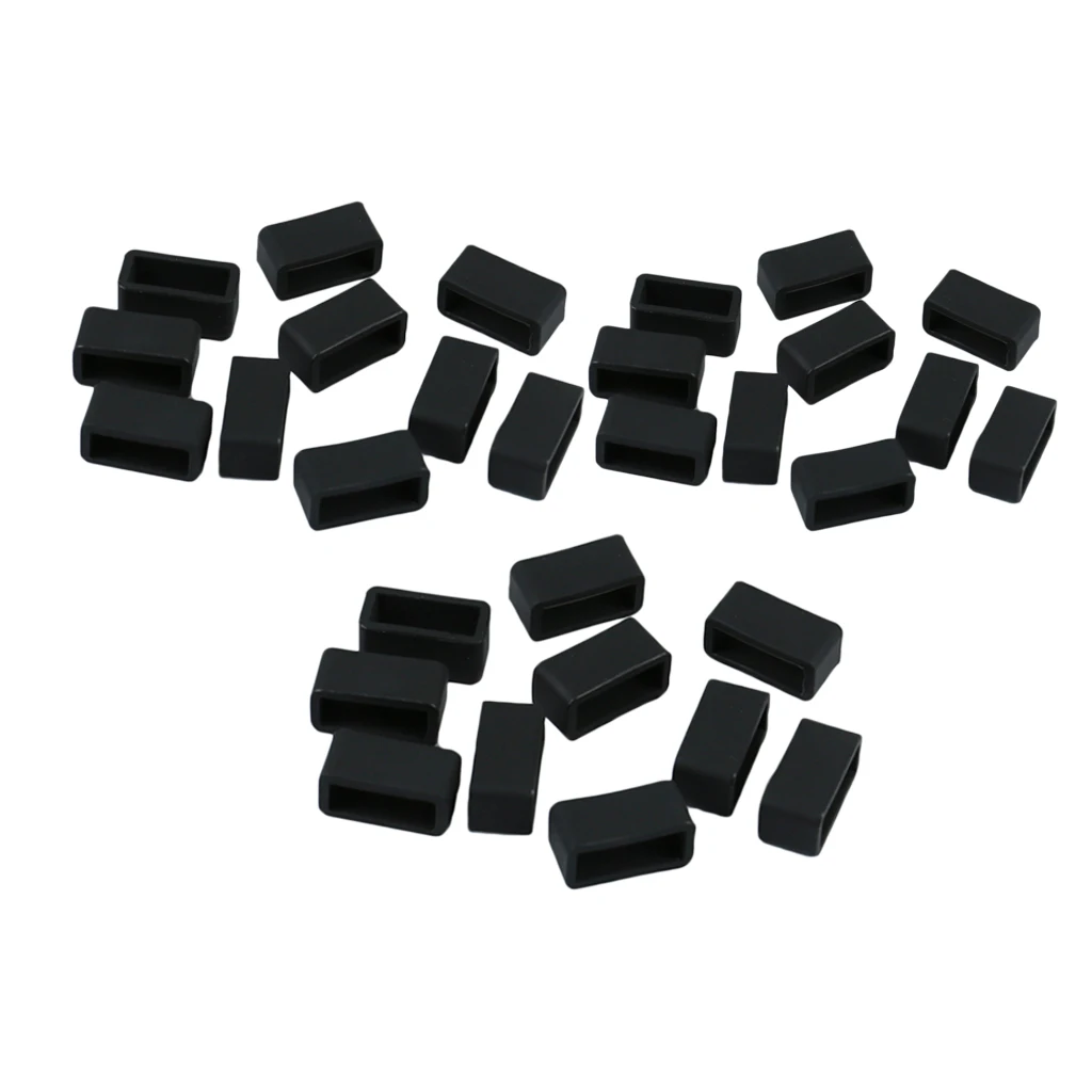 10x Silicone Black Rubber Replacement Watch Straps Bands Keeper Holder Retainer Loops 18mm 20mm 22mm