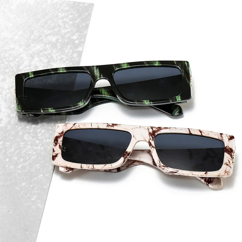 SO&EI Fashion Rectangle Luxury Woman Sunglasses Vintage Brand Designer Colorful Leopard Eyewear Men Square Sun Glasses Shades