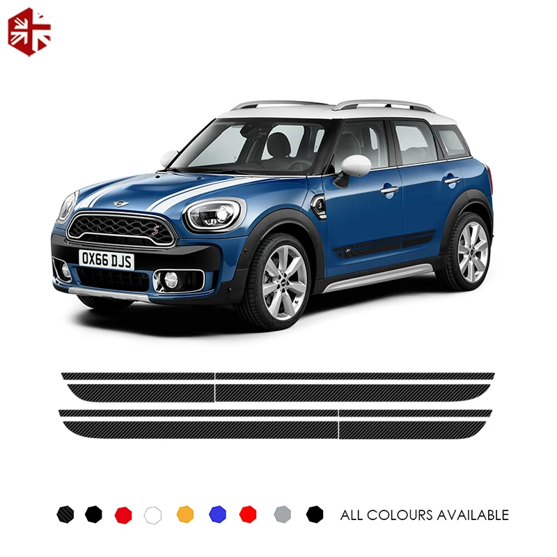 

2pcs Car Styling Door Side Stripes Skirt Sill Graphics Decal Sticker for Mini Cooper S JCW Countryman F60 2017-Present