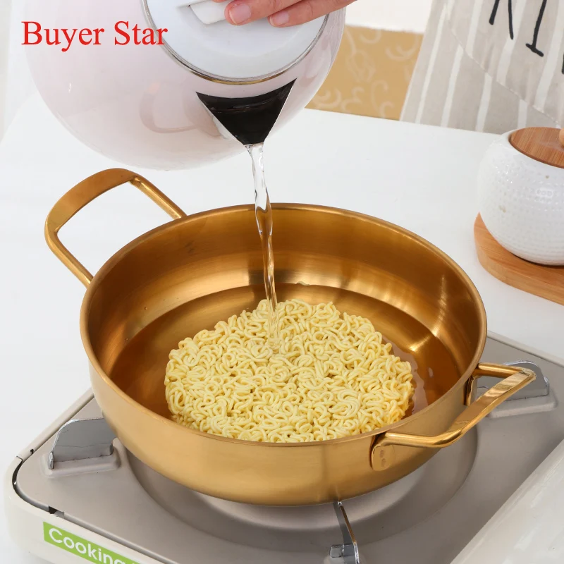 

20cm Gold Soup pots cooking Pots stainless steel Ramen Noodles pot Metal seafood Hot pot With Handle 26cm cookware Kitchen Tools